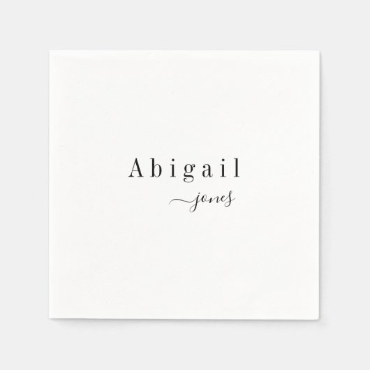 Eleganter Minimalistischer Skriptname Personalisie Serviette (Vorderseite)