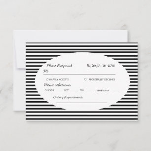 Eleganter minimalistischer Streifen Schwarz Weiß RSVP Karte