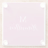 Eleganter Minimalistischer, tiefrosa Monogramm-Nam Glasuntersetzer (Rückseite)