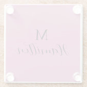 Eleganter Minimalistischer, tiefrosa Monogramm-Nam Glasuntersetzer (Rückseite)