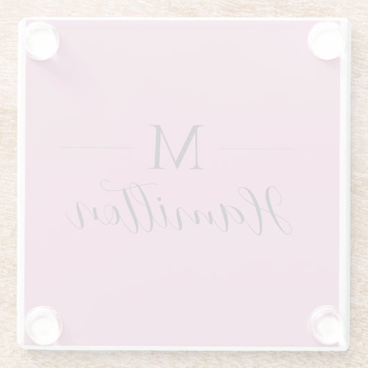 Eleganter Minimalistischer, tiefrosa Monogramm-Nam Glasuntersetzer (Rückseite)