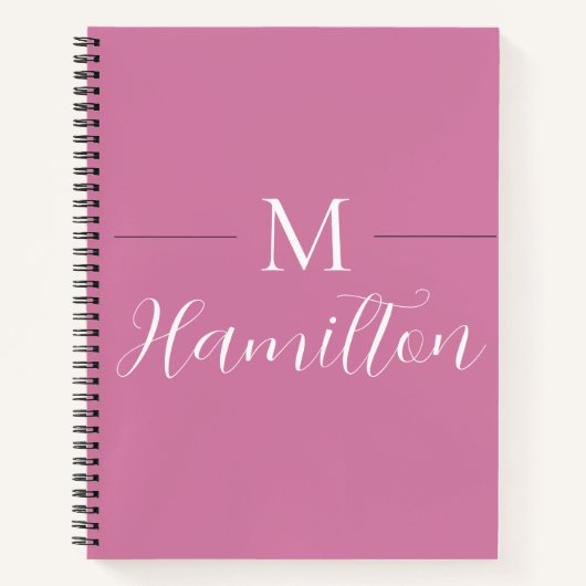 Eleganter Minimalistischer, tiefrosa Monogramm-Nam Notizblock (Vorderseite)