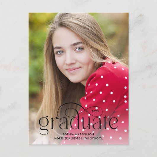 Eleganter Minimalistischer Typ Overlay-Foto-Abschl Postkarte (Vorderseite)