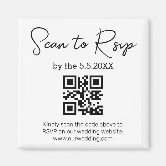 eleganter minimalistischer uAwg qr-Code Hochzeit c Magnet (Vorne)