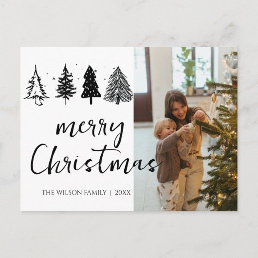 Eleganter Minimalistischer Weihnachtsbaum Feiertagspostkarte (Vorderseite)