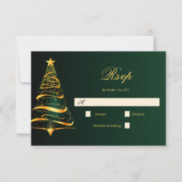 Eleganter Minimalistischer Weihnachtsbaum Hochzeit RSVP Karte