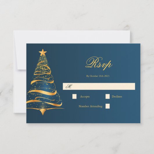 Eleganter Minimalistischer Weihnachtsbaum Hochzeit RSVP Karte (Vorderseite)