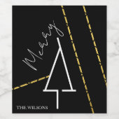 Eleganter Minimalistischer Weihnachtsbaum mit Gold Weinetikett (Einzelnes Label)