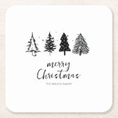 Eleganter Minimalistischer Weihnachtsbaum Rechteckiger Pappuntersetzer (Vorderseite)