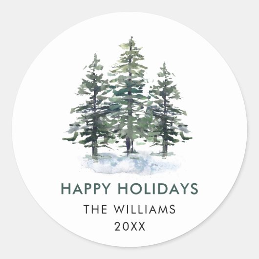 Eleganter Minimalistischer Weihnachtsbaum Runder Aufkleber (Vorderseite)