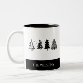 Eleganter Minimalistischer Weihnachtsbaum Zweifarbige Tasse
