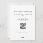 Eleganter Minimalistischer Weihnachtsgrüßcode Feiertagskarte (Rückseite)