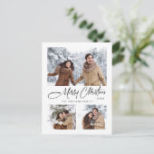 Eleganter Minimalistischer Weihnachtsurlaub 3 Foto Postkarte (Stehend Vorderseite)