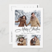 Eleganter Minimalistischer Weihnachtsurlaub 3 Foto Postkarte (Vorne/Hinten)