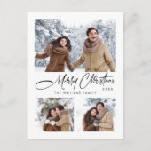 Eleganter Minimalistischer Weihnachtsurlaub 3 Foto Postkarte (Vorderseite)