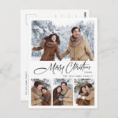 Eleganter Minimalistischer Weihnachtsurlaub 4 Foto Postkarte (Vorne/Hinten)