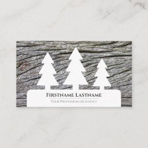 Eleganter, minimalistischer, weißer Baum mit Holzk Visitenkarte