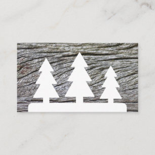 Eleganter, minimalistischer, weißer Baum mit Holzk Visitenkarte