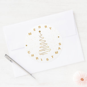 Eleganter minimalistischer weißer goldener Stern F Runder Aufkleber