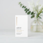 Eleganter Minimalistischer Weißer Imitat Visitenkarte (Stehend Vorderseite)