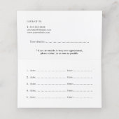 Eleganter Minimalistischer weißer Zahnarzt Ernennu Terminkarte (Innenseite Aufgefaltet)