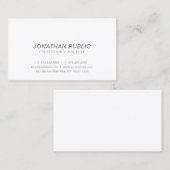 Eleganter Minimalistischer White Italic Beruflich Visitenkarte (Vorne/Hinten)