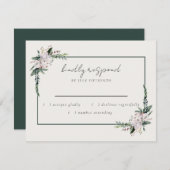 Eleganter Minimalistischer Winterreath Weiße Grüne RSVP Karte (Vorne/Hinten)