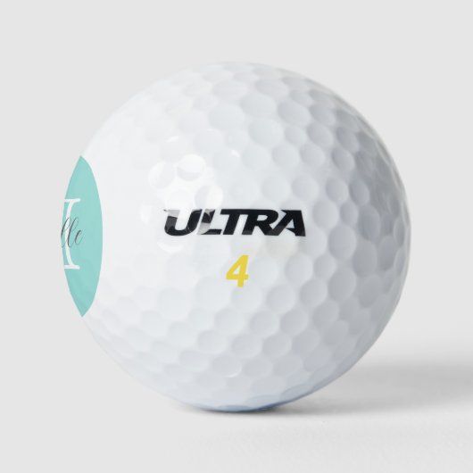 Eleganter Minimalname und Monogram Aqua Golf Balls Golfball (Logo)