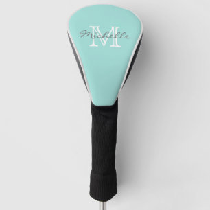 Eleganter Minimalname und Monogram Aqua Golf Headcover