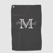 Eleganter Minimalname und Monogramm Dunkelgrau Golfhandtuch (Vorderseite)