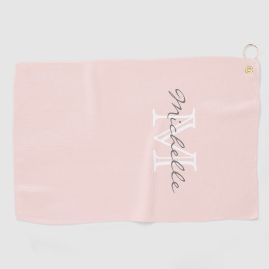 Eleganter Minimalname und Monogramm Rosa Golfhandtuch (Horizontal)