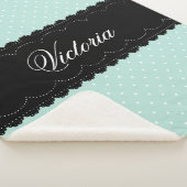 Eleganter Mint Blue Polka Dot Black Lace Individue Sherpadecke (3/4)