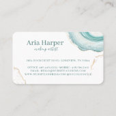 Eleganter Mint Green Geode Gold Glitzer Agate Visitenkarte (Rückseite)