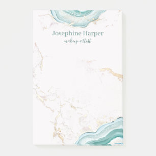 Eleganter Mint Green Geode Gold Glitzer Marble Aga Post-it Klebezettel