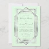 Eleganter Mint Green Silver Vintager Deko Wedding Einladung (Vorderseite)