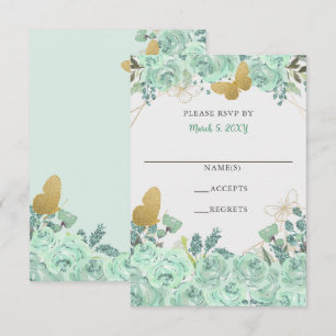 Eleganter Minz-Gold-Schmetterlinge-Blumen- RSVP Karte