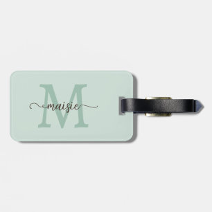 Eleganter Minz-Kakao-Monogramm-Initial-Schriftname Gepäckanhänger