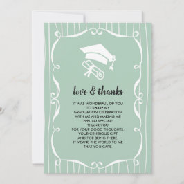 Eleganter Minze White Abschluss Danke Fotokarte Einladung