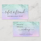 Eleganter Minzgrün-Glitzer-Marmor-Makeup-Künstler Empfehlungskarte (Vorne/Hinten)