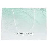 Eleganter, minzgrüner Glitzer Große Geschenktüte (Rückseite)