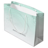 Eleganter, minzgrüner Glitzer Große Geschenktüte (Rückseite Schrägansicht)