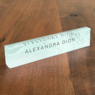 Eleganter, minzgrüner Glitzer-Marmor Namensplakette