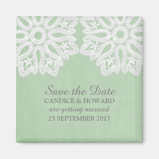 Eleganter Minzgrüner Save-the-Date-Magnet mit Spit Magnet (Vorne)
