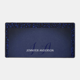 Eleganter Mit Monogramm anfänglicher blauer Glitze Schreibtischunterlage