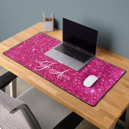 Eleganter Mit Monogramm anfänglicher Pink-Glitzer- Schreibtischunterlage