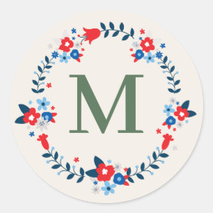 Eleganter Mit Monogramm Aufkleber für Flora - Abha