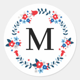 Eleganter Mit Monogramm Aufkleber für Flora - Abha