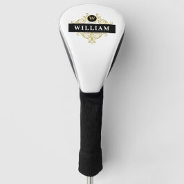 Eleganter Mit Monogramm Black and Gold Golf Head C Headcover