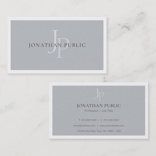 Eleganter Mit Monogramm Chic Schlicht Moderner Lux Visitenkarte (Vorne/Hinten)