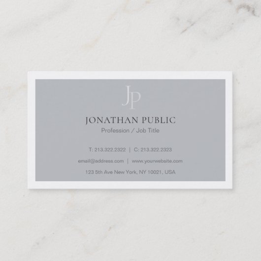 Eleganter Mit Monogramm Chic Schlicht Moderner Lux Visitenkarte (Rückseite)